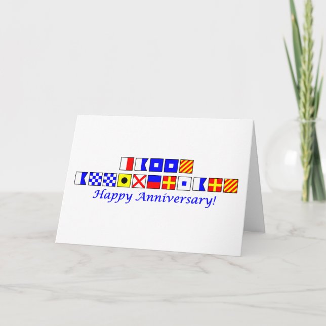 Happy Anniversary in nautischer Flagge Alphabet Karte (Vorderseite)