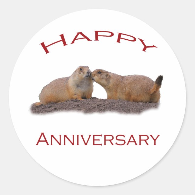 Happy Anniversary Kiss Runder Aufkleber (Vorderseite)