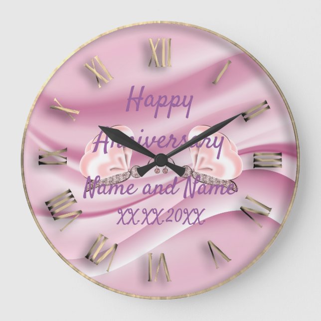 Happy Anniversary Large Clock Große Wanduhr (Vorderseite)