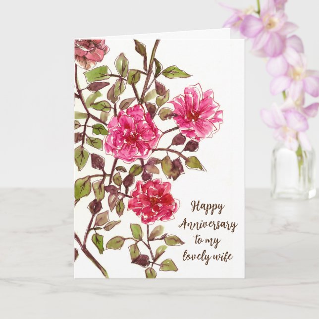 Happy Anniversary Liebliche Ehefrau Rote Rosen Karte (Orchidee)