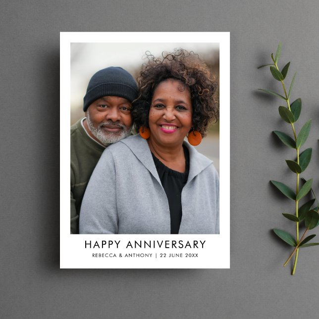 Happy Anniversary Modern Foto Card (Happy Anniversary Photo Card)