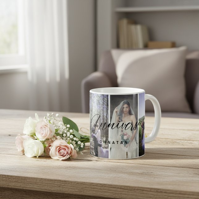 Happy Anniversary Photo Collage Mug Photo vertical (Créateur téléchargé)