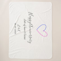 Happy anniversary pink blue heart name date simple