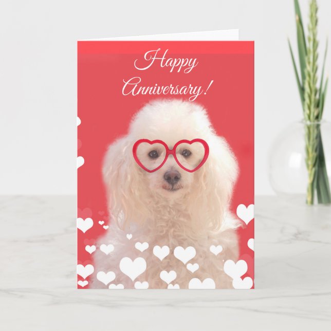 Happy Anniversary Poodle Hundekarte Karte (Vorderseite)