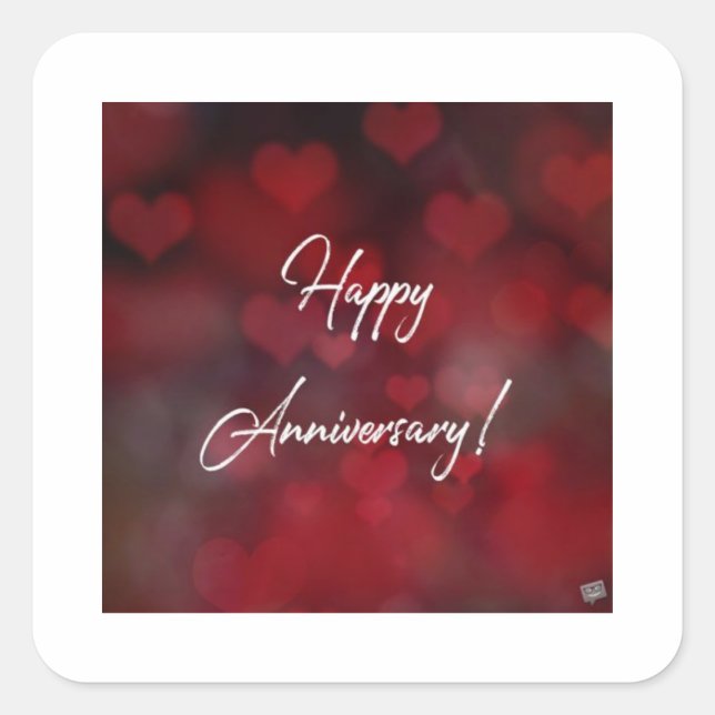 HAPPY ANNIVERSARY QUADRATISCHER AUFKLEBER (Vorderseite)