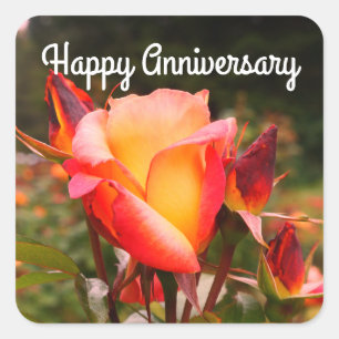 Happy Anniversary Rainbow Sorbet Rose #1 Stickers