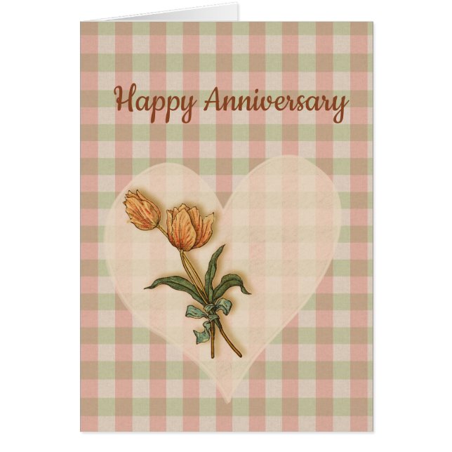 Happy Anniversary Tulips auf Country Gingham (Vorne)