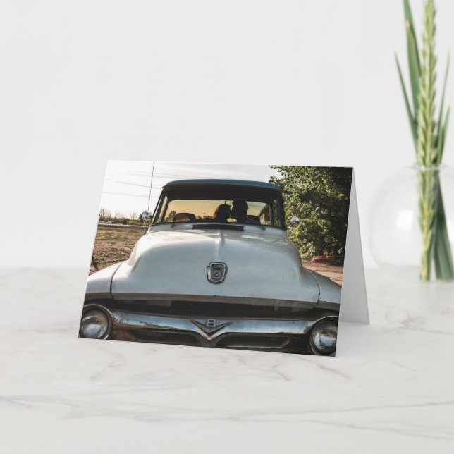 Happy Anniversary Vintages Paar in Car Card Karte (Vorderseite)