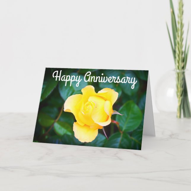 Happy Anniversary Walking auf Sunshine Rose #1 Kar Karte (Vorderseite)