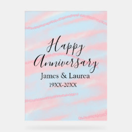 Happy anniversary wedding name date year pastel