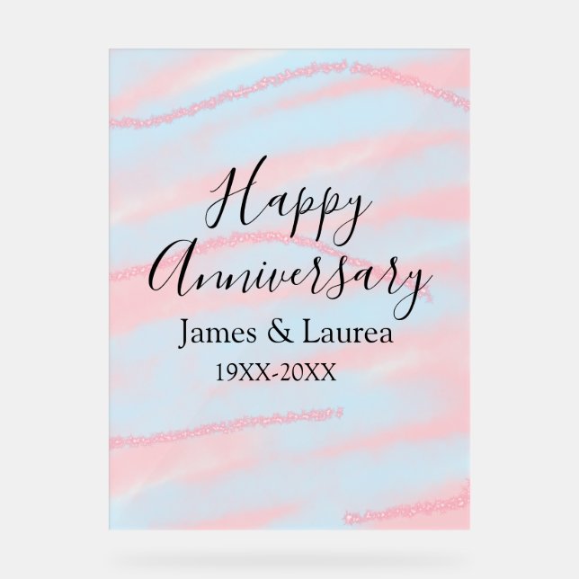 Happy anniversary wedding name date year pastel  (Recto)