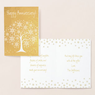 Happy Anniversary Whimsical Tree Blume Card Folienkarte