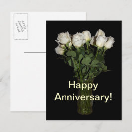 Happy Anniversary White Roses Blumenfotografie Postkarte