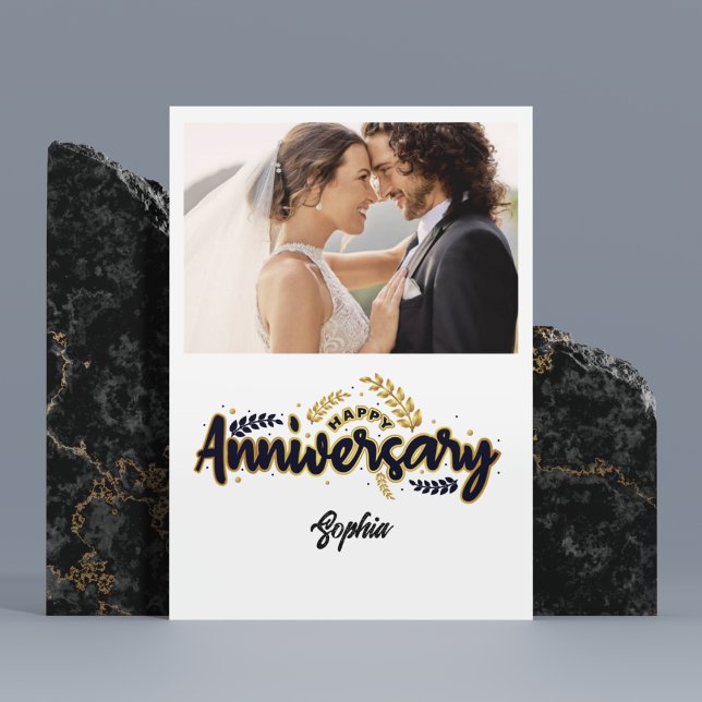 Happy Anniversary With Photo Card Dankeskarte (Von Creator hochgeladen)