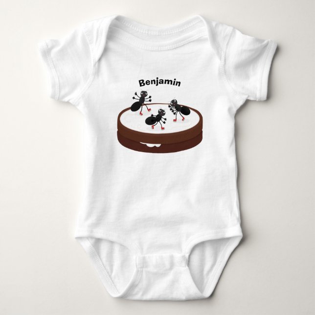 Happy ants Eis Skaten auf Keks Cartoon Baby Strampler (Vorderseite)