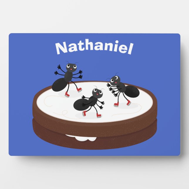 Happy ants Eis Skaten auf Keks Cartoon Fotoplatte (Vorderseite)