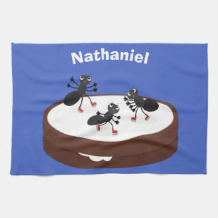 Happy ants Eis Skaten auf Keks Cartoon Geschirrtuch