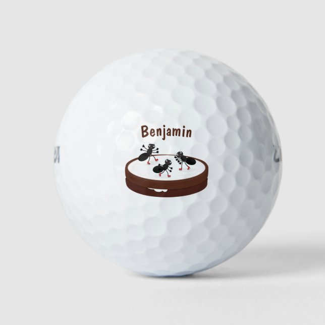 Happy ants Eis Skaten auf Keks Cartoon Golfball (Vorderseite)