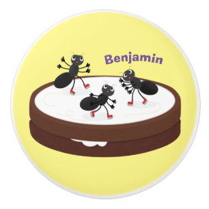 Happy ants Eis Skaten auf Keks Cartoon Keramikknauf