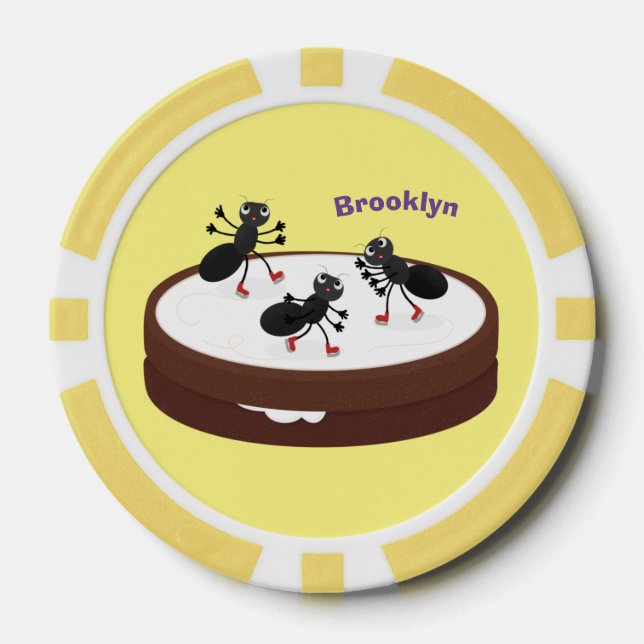 Happy ants Eis Skaten auf Keks Cartoon Pokerchips (Vorderseite)