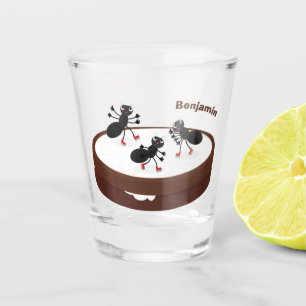 Happy ants Eis Skaten auf Keks Cartoon Schnapsglas