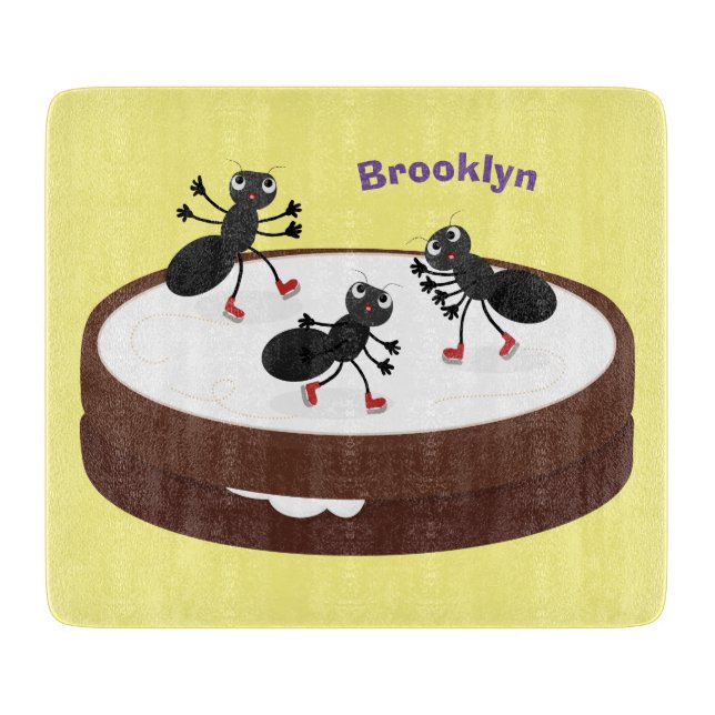 Happy ants Eis Skaten auf Keks Cartoon Schneidebrett (Vorderseite)