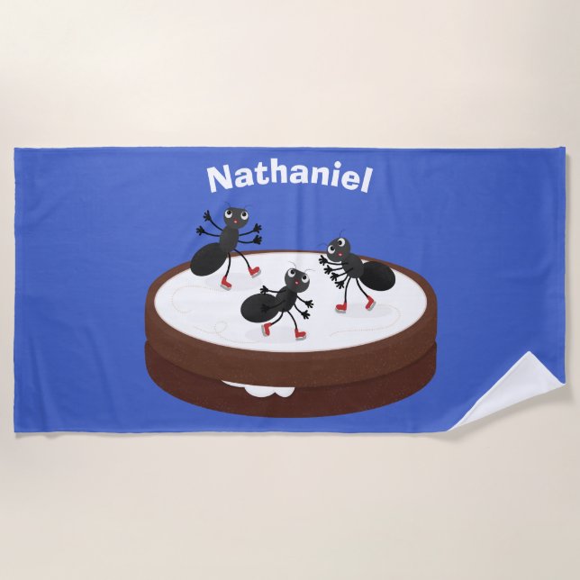 Happy ants Eis Skaten auf Keks Cartoon Strandtuch (Vorderseite)