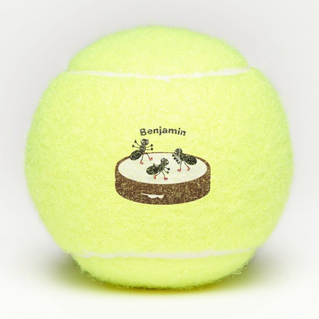 Happy ants Eis Skaten auf Keks Cartoon Tennisbälle (Vorderseite)