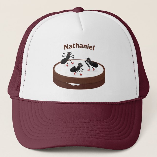 Happy ants Eis Skaten auf Keks Cartoon Truckerkappe (Vorderseite)