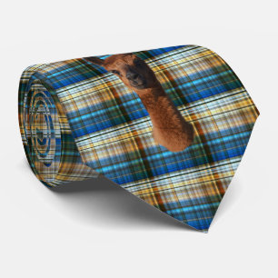 Happy Apacas auf einer geprüften Tartan-Printwerbu Krawatte