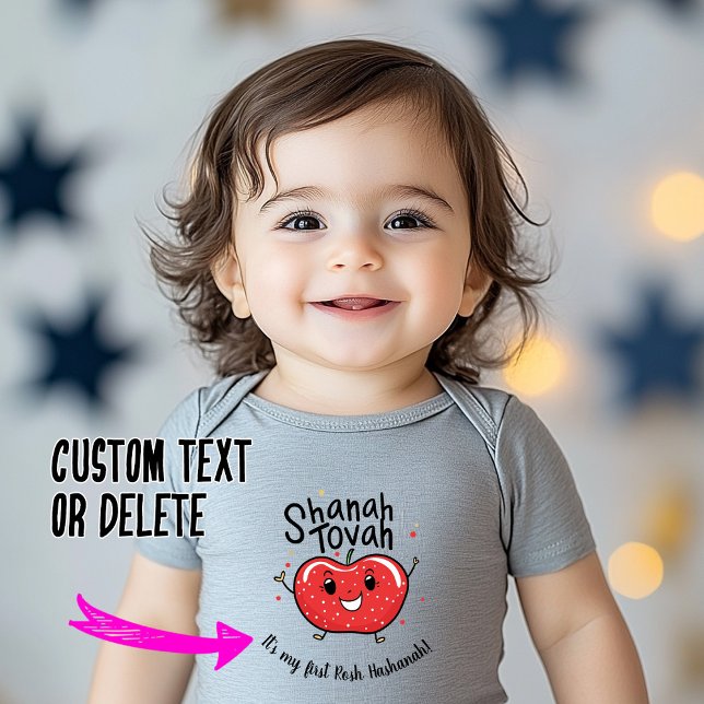 🍎 Happy Apple mit benutzerdefiniertem Text Baby Strampler (🍎Happy Apple Cheers with custom text Baby Bodysuit)