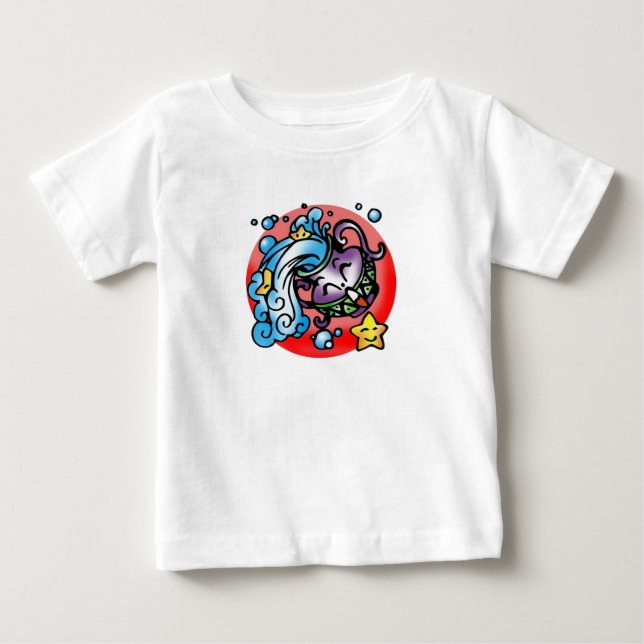Happy Aquarius Lila Cartoon Vase Abwasser Baby T-shirt (Vorderseite)