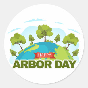Happy Arbor Day Runder Aufkleber