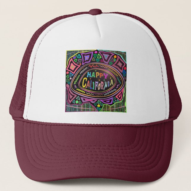 Happy Art: "Happy California" Hat Truckerkappe (Vorderseite)