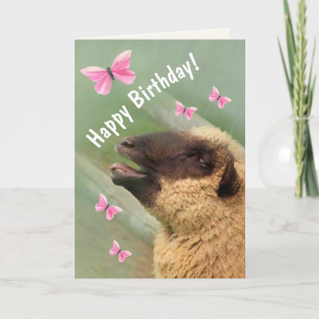 Happy aufgeregt Schafe zum Geburtstag Karte (Vorderseite)