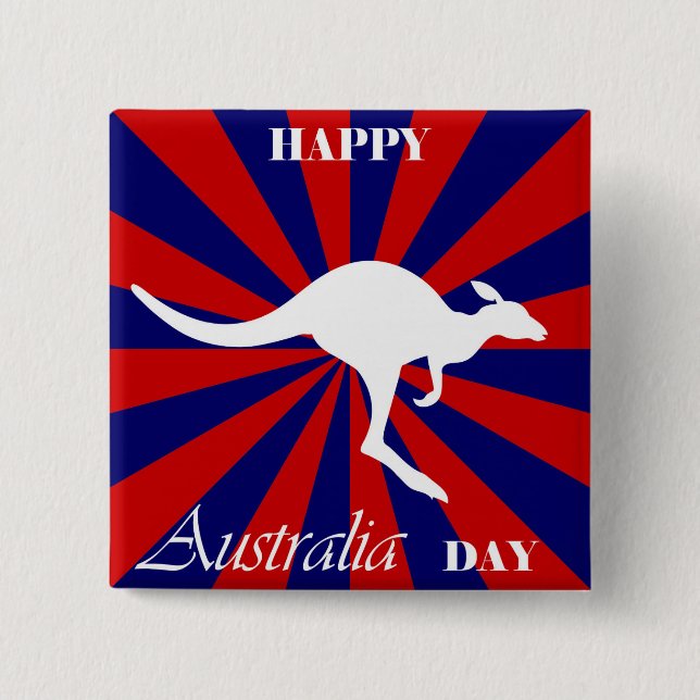 Happy Australia Day Australian Kangaroo Button (Vorderseite)