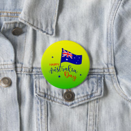 Happy Australia Day Flag Green Gold Abzeichen Button