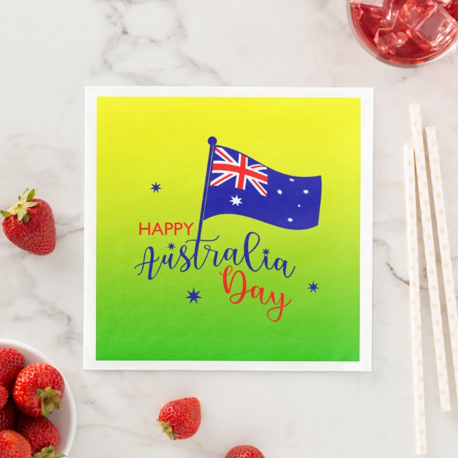 Happy Australia Day Flag Green Gold Large Serviette (Beispiel)