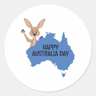 Happy Australia Day Kangaroo Runder Aufkleber