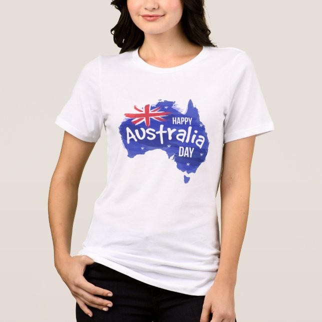 Happy Australia Day Map Flag | Urlaub Tri-Blend Shirt (Vorderseite)