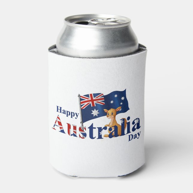 Happy Australia Day Niedlich Kangaroo Flag Dosenkühler (Kanne Vorderseite)