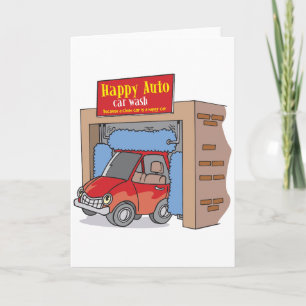 Happy Auto Car Wash Grußkarten Karte