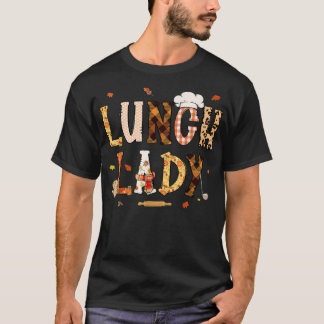 Happy Autumn Fall Lunch Lady , Leopard  T-Shirt