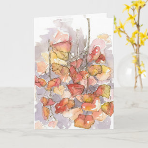 Happy Autumn Leaves Tree Branch Herbstfarben Karte