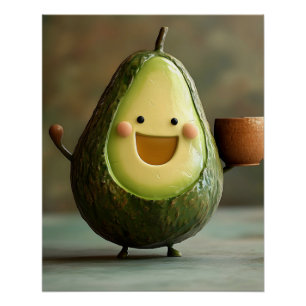Happy Avocado Einen Cup der Tee geniessen Poster
