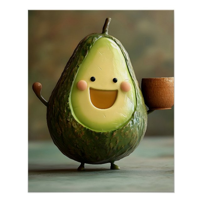 Happy Avocado Einen Cup der Tee geniessen Poster (Vorderseite)
