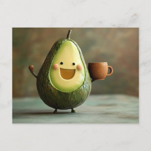 Happy Avocado Einen Cup der Tee geniessen Postkarte