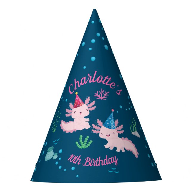Happy Axolotl Aquatic Adventure Partyhütchen (Vorderseite)