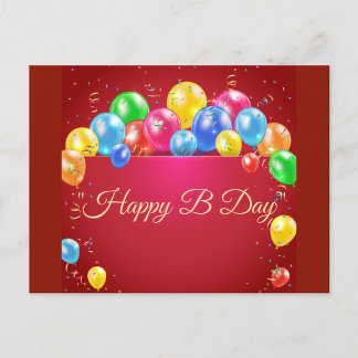 Happy B Day Balloon Postcard  Postkarte