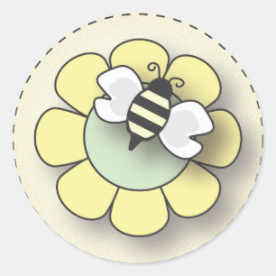 Happy Baby Bee in Gelb Runder Aufkleber